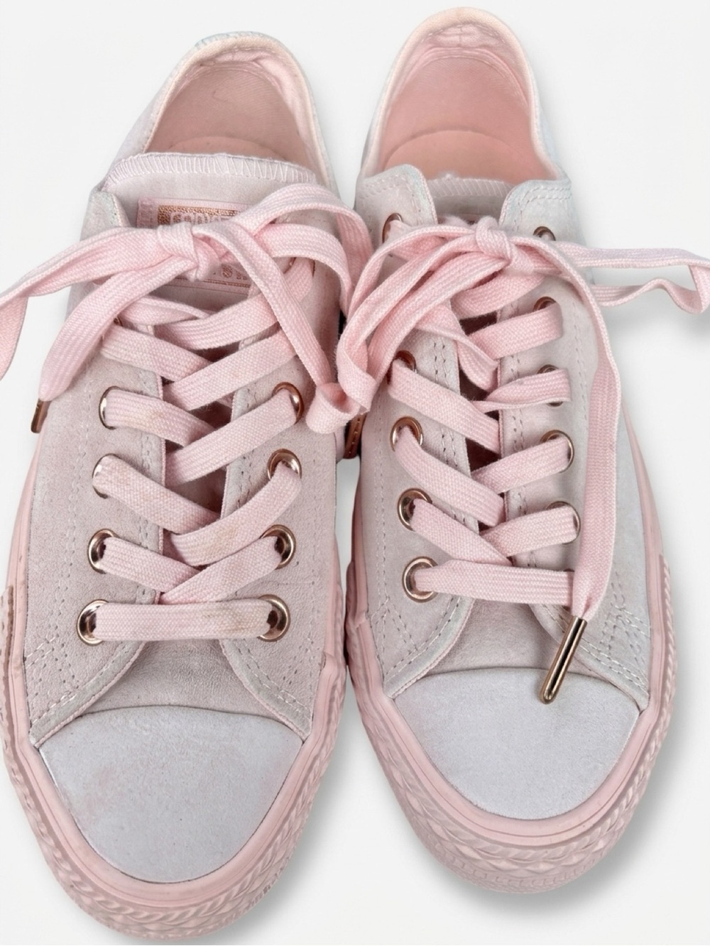 Converse Pink Low-Top Lace-Up Sneakers with Rose Gold Accents